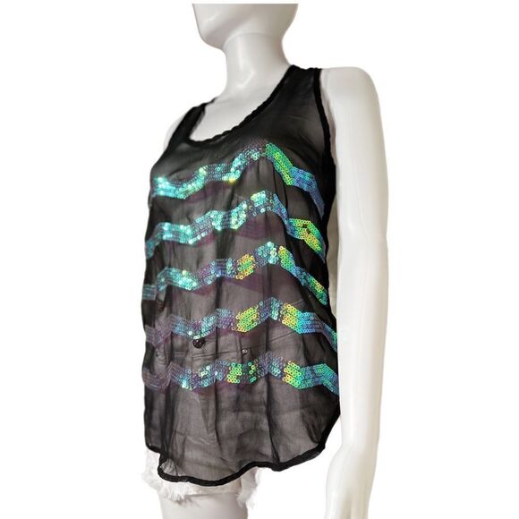 Iridescent Sequin Sheer Top  (NWOT) - Picture 2 of 10